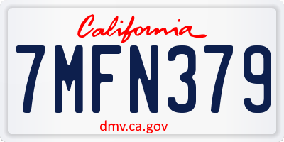 CA license plate 7MFN379