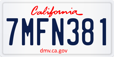 CA license plate 7MFN381