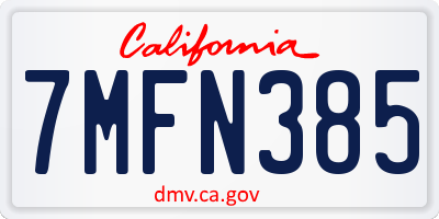 CA license plate 7MFN385