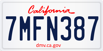 CA license plate 7MFN387