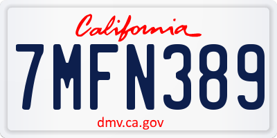 CA license plate 7MFN389