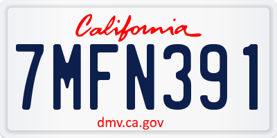CA license plate 7MFN391
