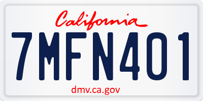 CA license plate 7MFN401