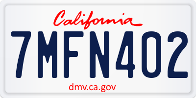 CA license plate 7MFN402