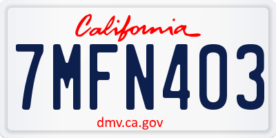 CA license plate 7MFN403