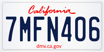 CA license plate 7MFN406