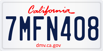 CA license plate 7MFN408