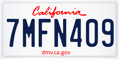 CA license plate 7MFN409