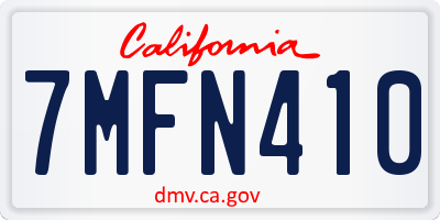 CA license plate 7MFN410