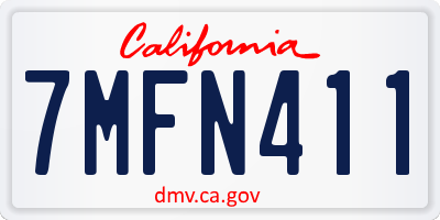 CA license plate 7MFN411