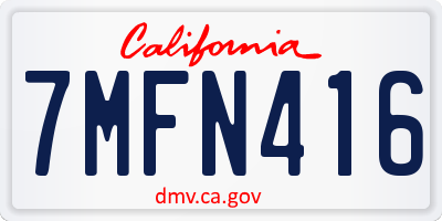 CA license plate 7MFN416