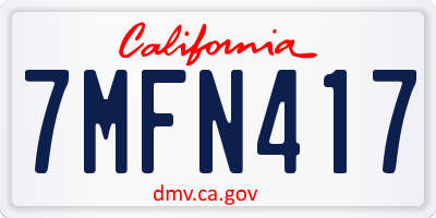 CA license plate 7MFN417