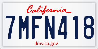 CA license plate 7MFN418
