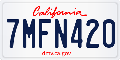CA license plate 7MFN420