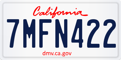 CA license plate 7MFN422