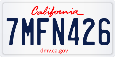 CA license plate 7MFN426