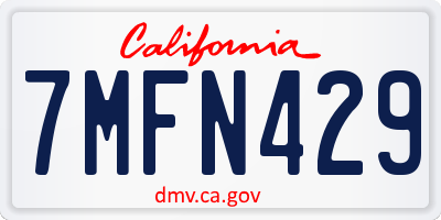 CA license plate 7MFN429