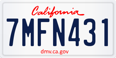 CA license plate 7MFN431