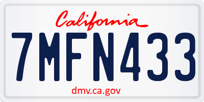 CA license plate 7MFN433