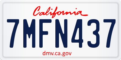 CA license plate 7MFN437