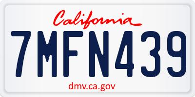 CA license plate 7MFN439