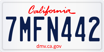 CA license plate 7MFN442