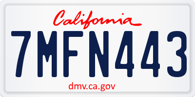 CA license plate 7MFN443