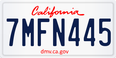 CA license plate 7MFN445