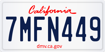 CA license plate 7MFN449
