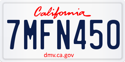 CA license plate 7MFN450