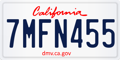 CA license plate 7MFN455