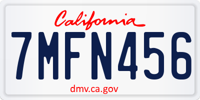 CA license plate 7MFN456