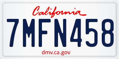 CA license plate 7MFN458