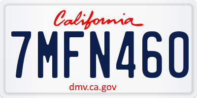 CA license plate 7MFN460