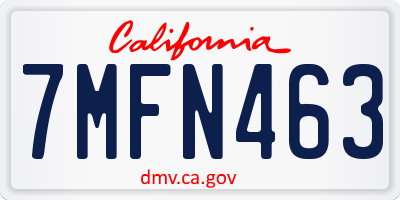 CA license plate 7MFN463