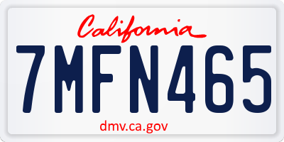 CA license plate 7MFN465