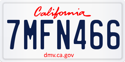 CA license plate 7MFN466