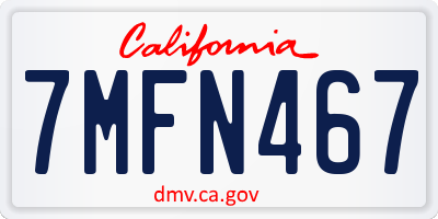 CA license plate 7MFN467