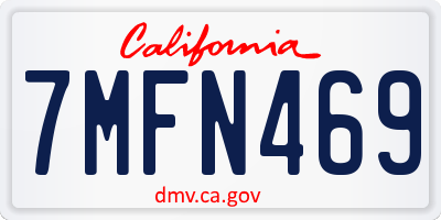 CA license plate 7MFN469