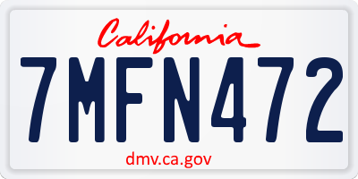 CA license plate 7MFN472