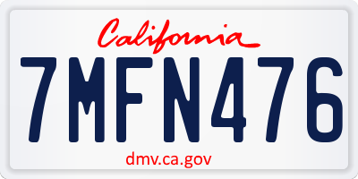 CA license plate 7MFN476