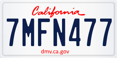 CA license plate 7MFN477