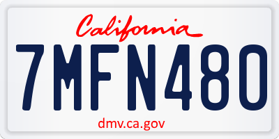 CA license plate 7MFN480