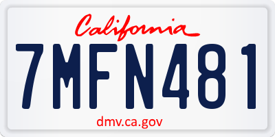 CA license plate 7MFN481