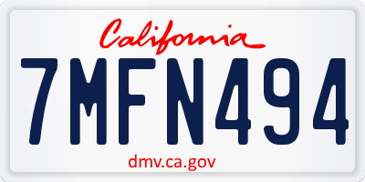 CA license plate 7MFN494