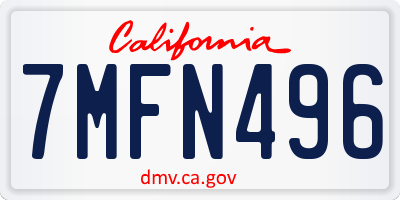 CA license plate 7MFN496
