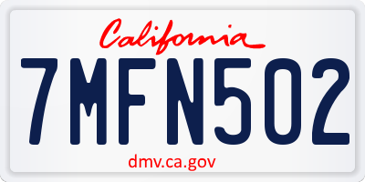 CA license plate 7MFN502