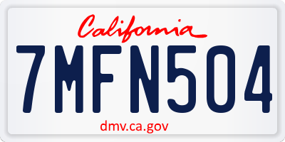 CA license plate 7MFN504