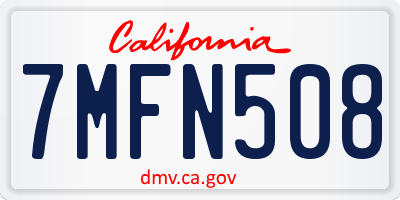 CA license plate 7MFN508