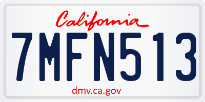 CA license plate 7MFN513